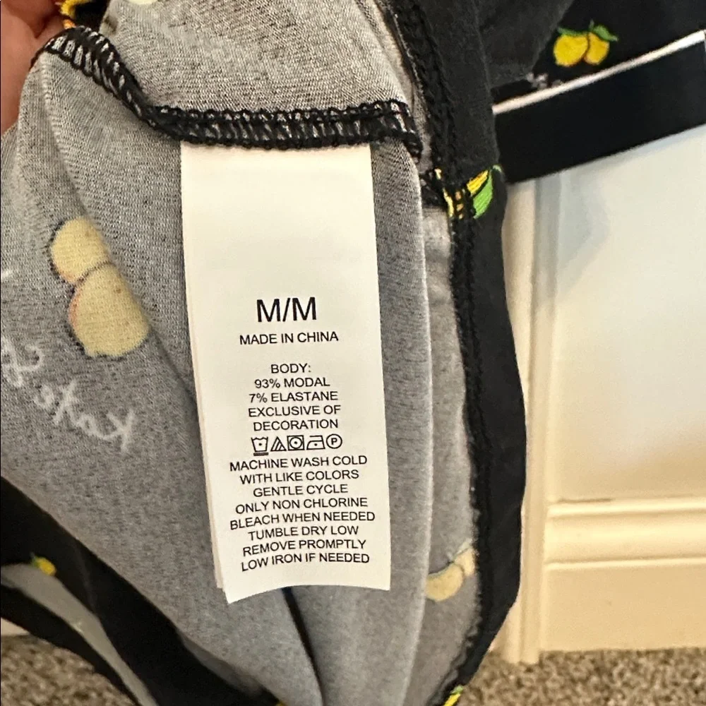 NWT Kate Spade Modal Short Set, Medium, Black Piped w/lemons - Picture 5 of 8